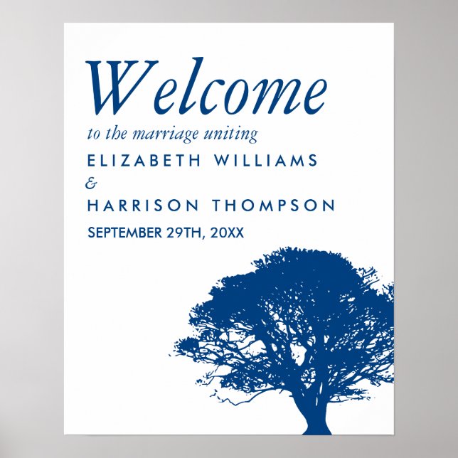Blue Oak Tree, Rustic & Minimalistic Welcome Poster (Front)
