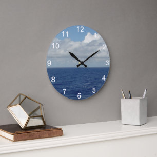 Blue Ocean and Fluffy Clouds Numbered Wall Clock