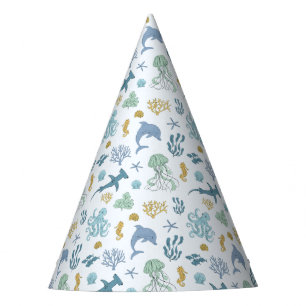 Blue Ocean Animals Birthday Party Hat