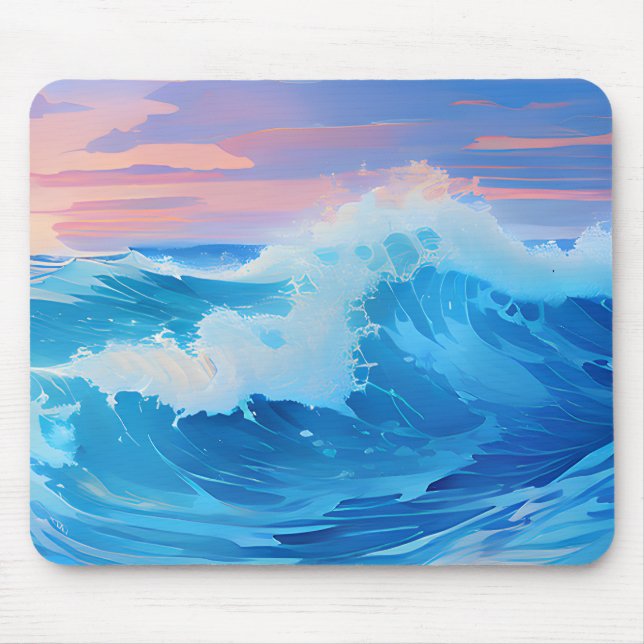 Blue Ocean at Sunset Mouse Pad (Front)
