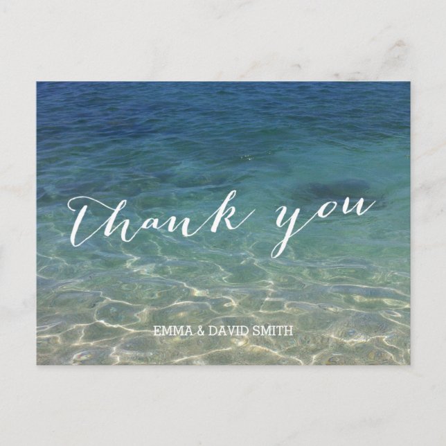 Blue Ocean Beach Destination Thank You Postcard (Front)