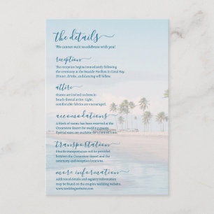 Blue Ocean Beach Wedding Details Enclosure Card