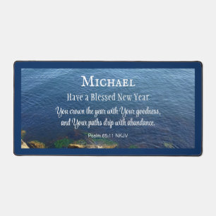 Blue Ocean Blessed New Year Christian Biblical Sea Desk Mat