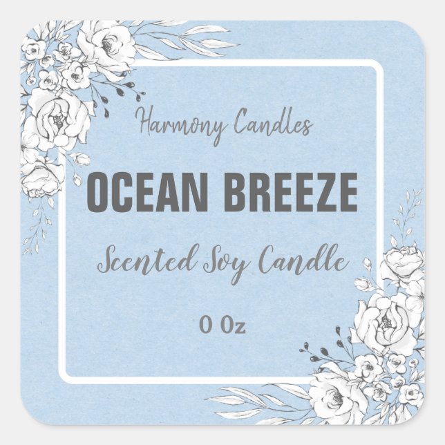Blue Ocean Breeze Soy Candle Product Labels (Front)