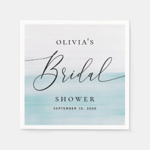 Blue Ocean Bridal Shower   Elegant Soft Beach Napkin