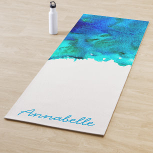 Blue ocean calming personal vibrant energetic art yoga mat