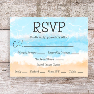 Blue Ocean Coastal Elegant Wedding RSVP Cards