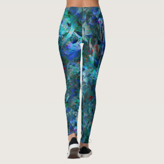 Blue Ocean Flows Abstract Leggings -large pattern