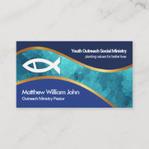 Blue Ocean Gold Wave Ichthus Fish Church Ministry