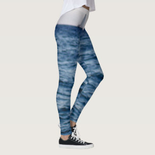 Blue Ocean Horizon With Distant Sailboat Pattern Leggings