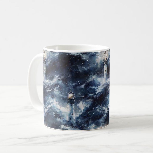 Blue Ocean Lighthouse Sea Coffee Mug (Front Left)