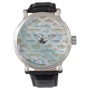 Blue Ocean Nautical Seascape Fishes Watch