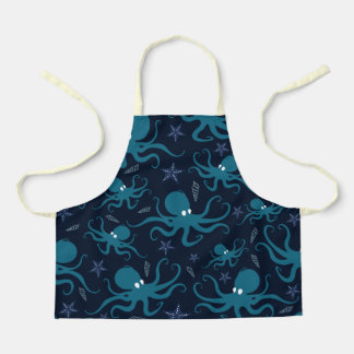 Blue Ocean Octopus Pattern Apron