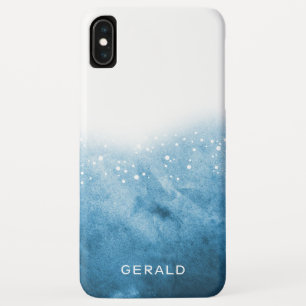 Blue Ocean Ombre Watercolor Bubbles Monogram Case-Mate iPhone Case