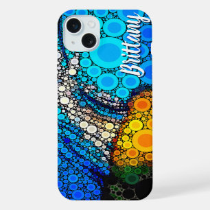 Blue ocean orange marine jellyfish script name fun iPhone 15 plus case