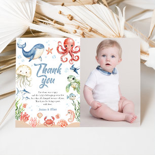 Blue Ocean Photo Baby Shower Thank You Cards