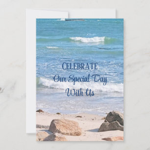 Blue Ocean Photo Beach Outdoor Wedding Invitation