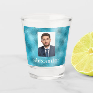 Blue ocean photo name shot glass