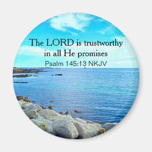 Blue Ocean Photo the Lord Is Trustworthy Christian Magnet