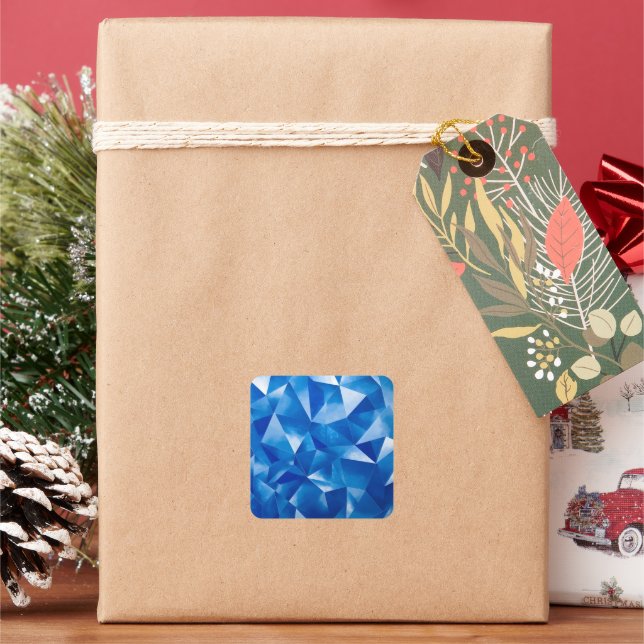 Blue Ocean Prism Polygonal Square Sticker (Holiday)