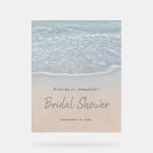 Blue Ocean & Sandy Beach Bridal Shower Acrylic Sign