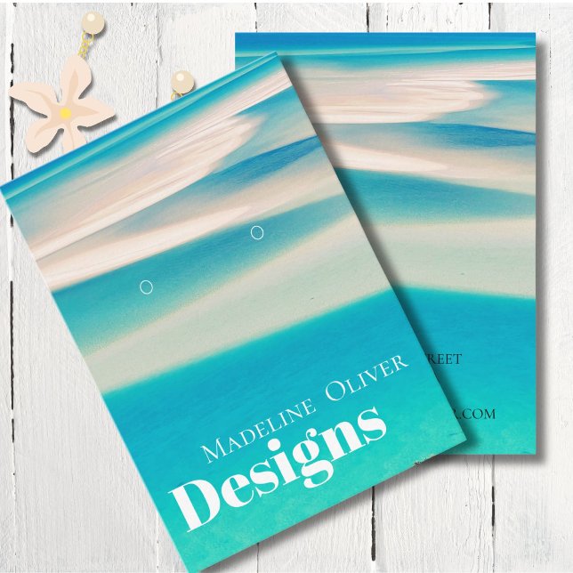 Blue Ocean Scene Modern Earring Display Business Card (Creator Uploaded)