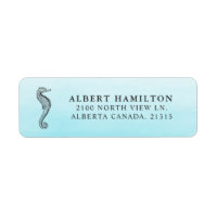 Blue Ocean Seahorse | Personalised Return Address