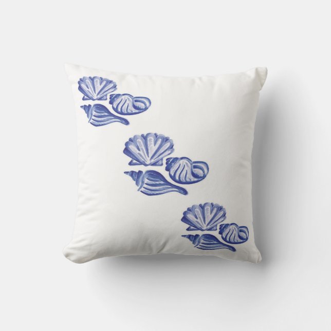 Blue Ocean Seashells Cushion (Front)