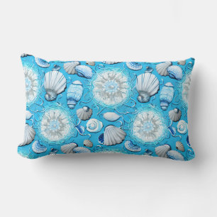 Blue Ocean Seashells Pattern   Lumbar Cushion