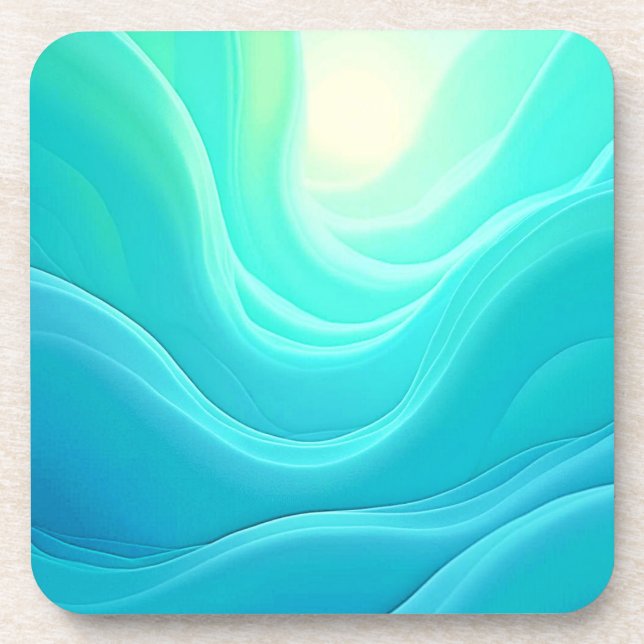 Blue Ocean Serenity Abstract Waves Design Coaster (Front)