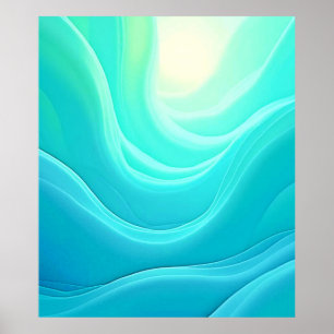 Blue Ocean Serenity Abstract Waves Design Poster