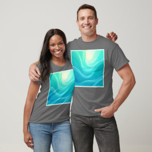 Blue Ocean Serenity Abstract Waves Design T-Shirt