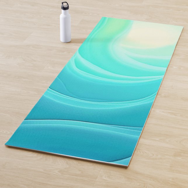 Blue Ocean Serenity Abstract Waves Design Yoga Mat (In Situ)