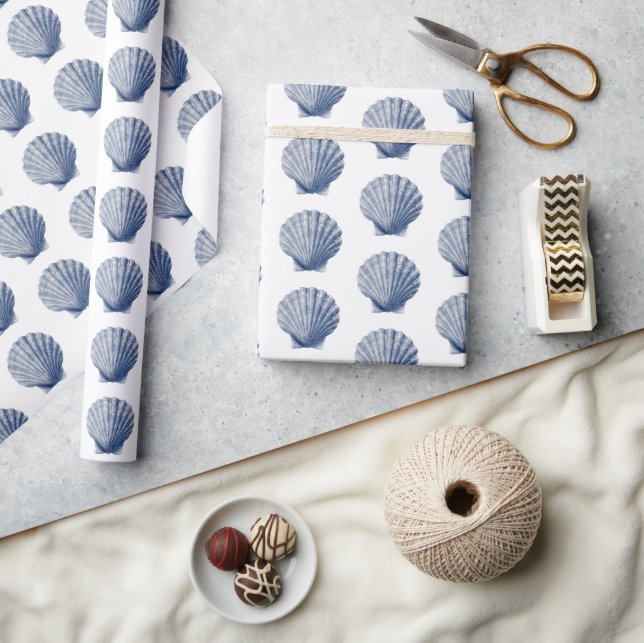 Blue Ocean Shells Birthday Wrapping Paper (Crafts)