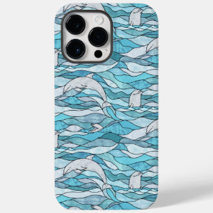 Blue Ocean Stained Glass Dolphins Case-Mate iPhone 14 Pro Max Case