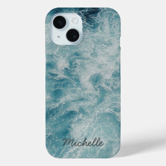 Blue Ocean Summer Beach Waves Personalised Name    Case-Mate iPhone Case (Back)