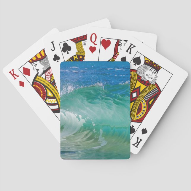 Blue Ocean Summer Beach Waves Playing Cards (Back)