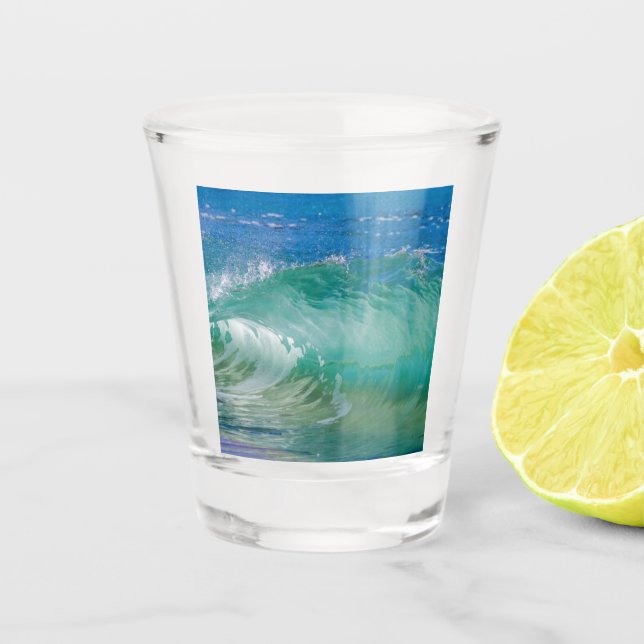 Blue Ocean Summer Beach Waves Shot Glass (Front)
