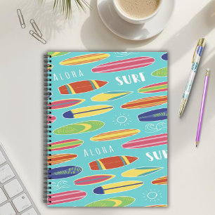 Blue Ocean Surfboard Spiral Notebook