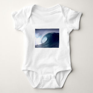 Blue ocean surfing wave tropical island baby bodysuit