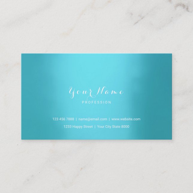 Blue Ocean Turquoise Aquamarine Delicate Black Vip Business Card (Front)
