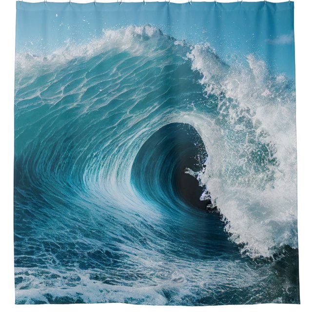 Blue Ocean Water Big Wave Surf Surfing Beach  Shower Curtain (Front)