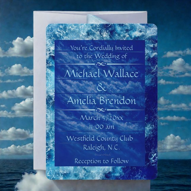 Blue Ocean Water Wedding Invitation (Creator Uploaded)