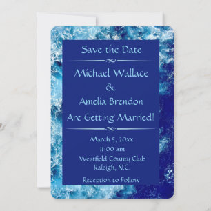 Blue Ocean Water Wedding Save the Date Card