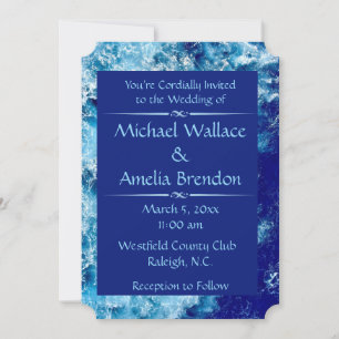 Blue Ocean Water Wedding Ticket Invitation