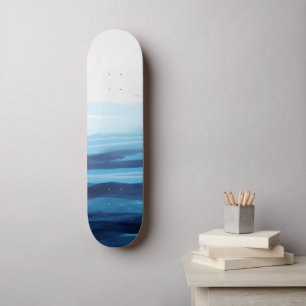 Blue Ocean Watercolor Abstract Sea Monogram Skateboard