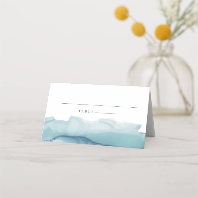 Blue Ocean Watercolor Escort Cards (Front)