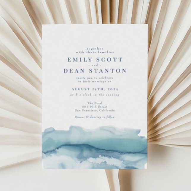 Blue Ocean Watercolor Wedding Invitation (Creator Uploaded)