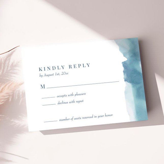 Blue Ocean Watercolor Wedding RSVP Card (Creator Uploaded)