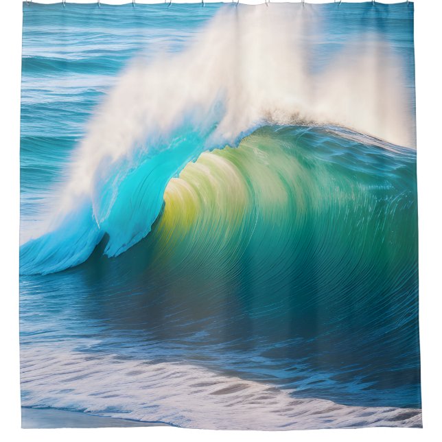 Blue Ocean Wave Shower Curtain (Front)